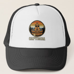 Capydada Capybara Dad Retro Hot Tub Vector Design_ Trucker Hat