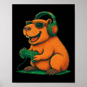 Capyra Funny Video Game Gamer Animal Lover Gaming Poster