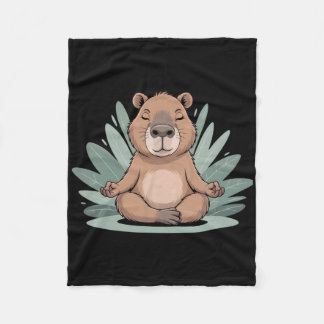 Capyra Meditating Cute Yoga Tee Yogi Meditation Fleece Blanket