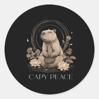 Capyra Peace Cute Yoga Classic Round Sticker