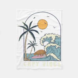 Capyra Surfing At Beach Sunset Summer Surf Capy Vi Fleece Blanket