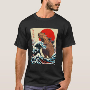 Capyzilla Capybara Japanese Art Retro Rodent Funny T-Shirt