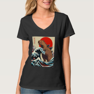 Capyzilla Capybara Japanese Art Retro Rodent Funny T-Shirt