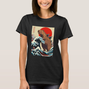 Capyzilla Capybara Japanese Art Retro Rodent Funny T-Shirt