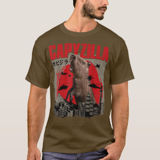 Capyzilla Funny Cute Capybara Art Japanese Sunset  T-Shirt