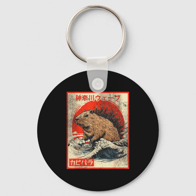 Capyzilla _ Kanagwa Wave Japan _ Cool Rodent Capyb Key Ring (Front)