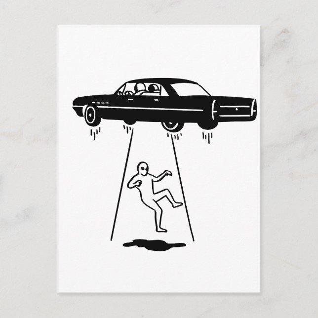 car abduction of aliens postcard (Front)