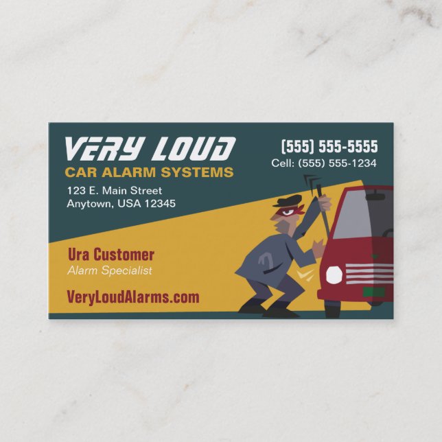 Car Alarm Systems Business Card (Front)