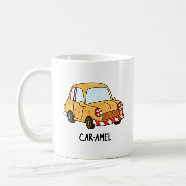 Car-amel Funny Candy Car Pun  Coffee Mug (Left)