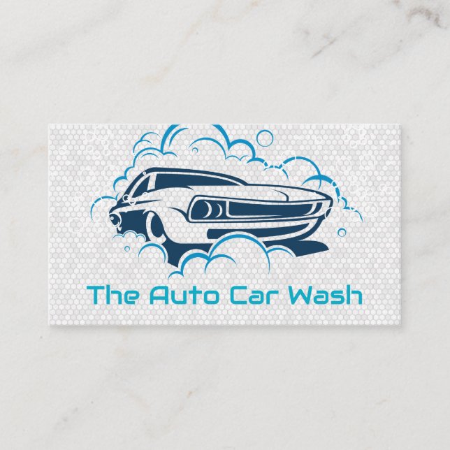 Car and Soap Bubbles | Auto Wash  Business Card (Front)