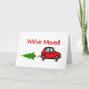 Car and tree Christmas New Address Holiday Card