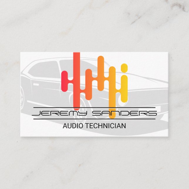 Car Audio | Equalizer Logo Business Card (Front)