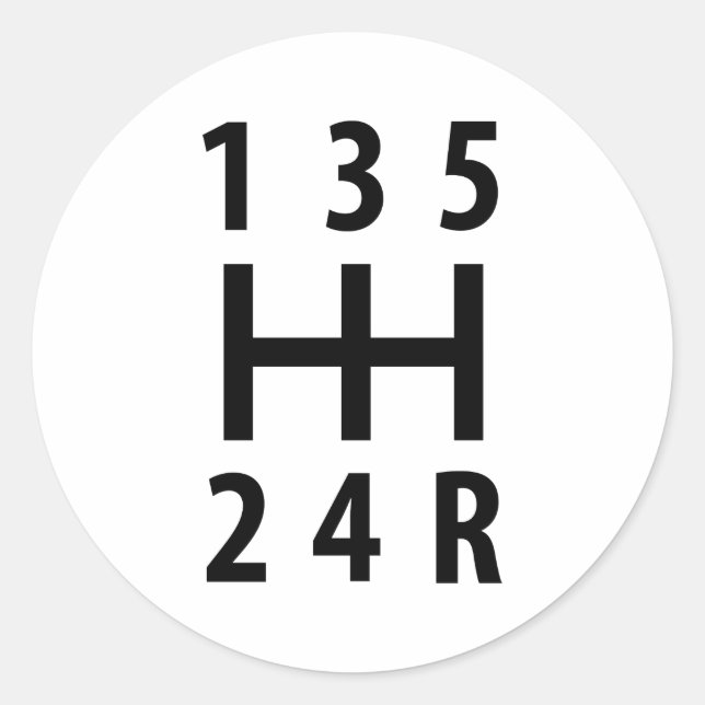car auto gear shift 5 classic round sticker (Front)