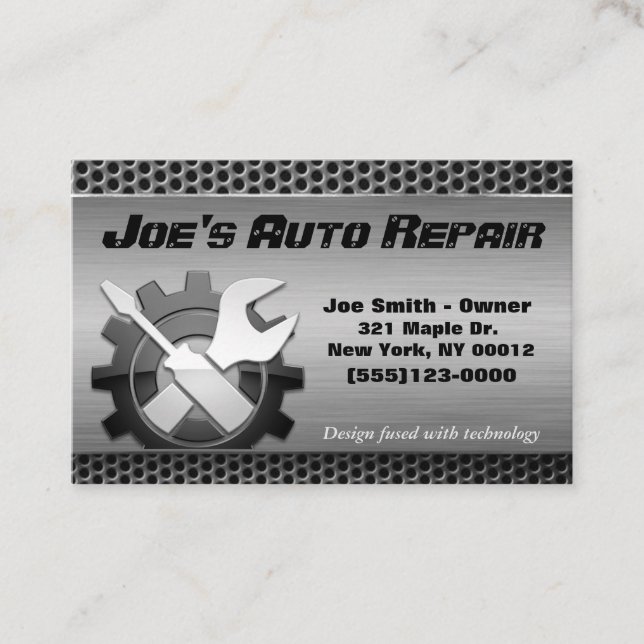 Car Auto Mechanic Engine Repair Service Business Card (Front)