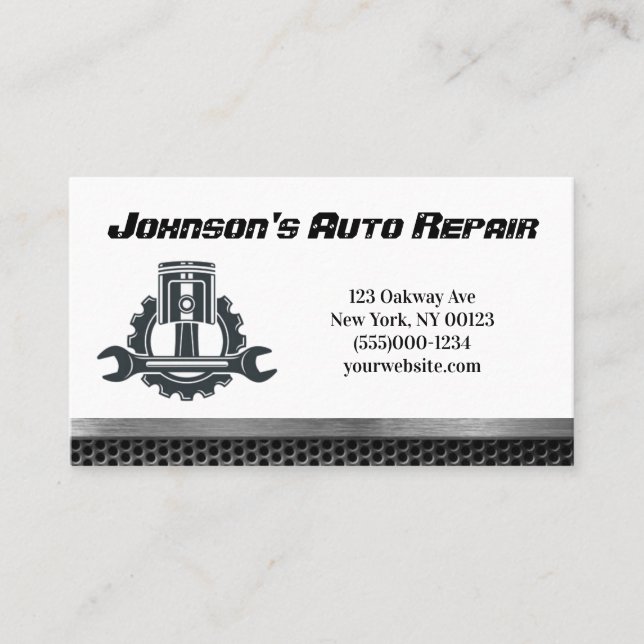 Car Auto Mechanic Repair Service Business Card (Front)