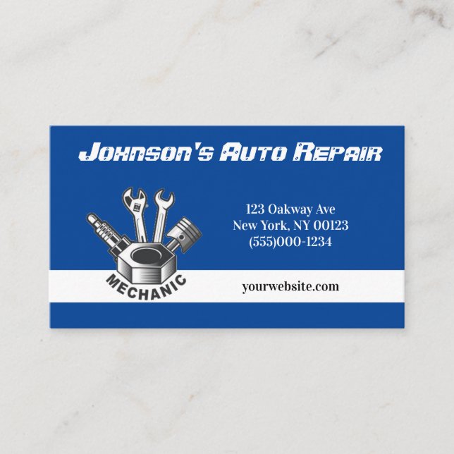 Car Auto Mechanic Repair Service Business Card (Front)
