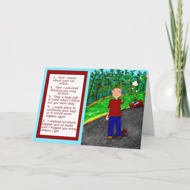 Car Auto Wreck Accident Paper Greeting Card (Front)