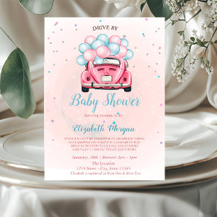 Car Balloons  Drive By Baby Shower Invitation