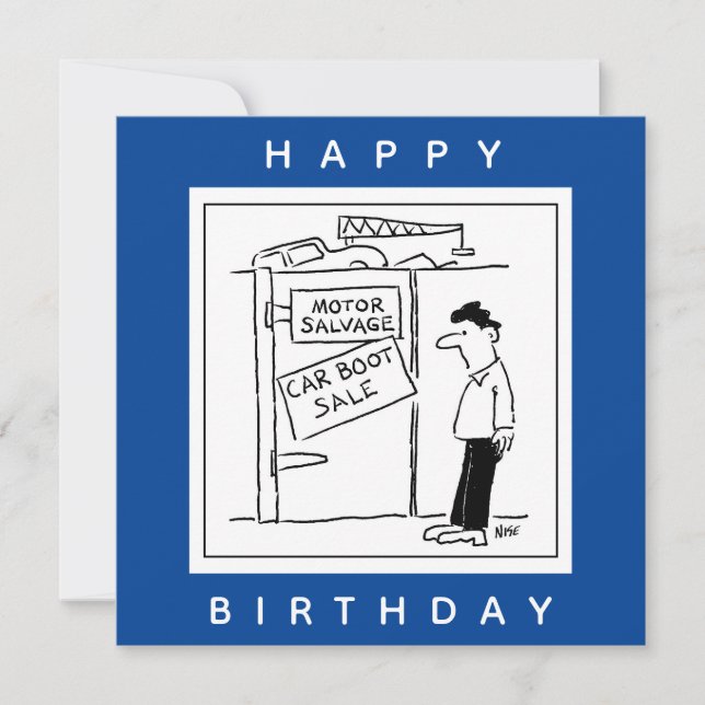 Car Breakers Scrapyard Car Boot Sale Cartoon Card (Front)