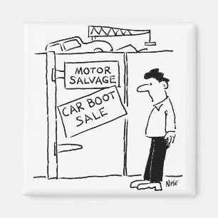 Car Breakers Scrapyard Car Boot Sale Cartoon Magnet
