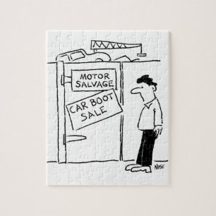 Car Breakers Scrapyard Car Boot Sale. Funny Jigsaw Puzzle