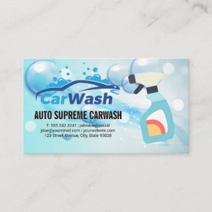 Car Care Cleaning Services Soap Bubbles Business Card