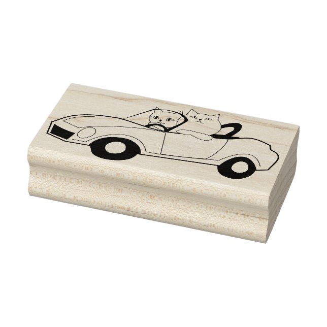 car cat art stamp (Stamp)