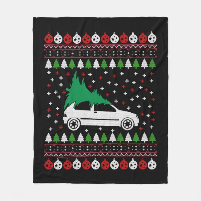 Car Christmas Fleece Blanket (Front)