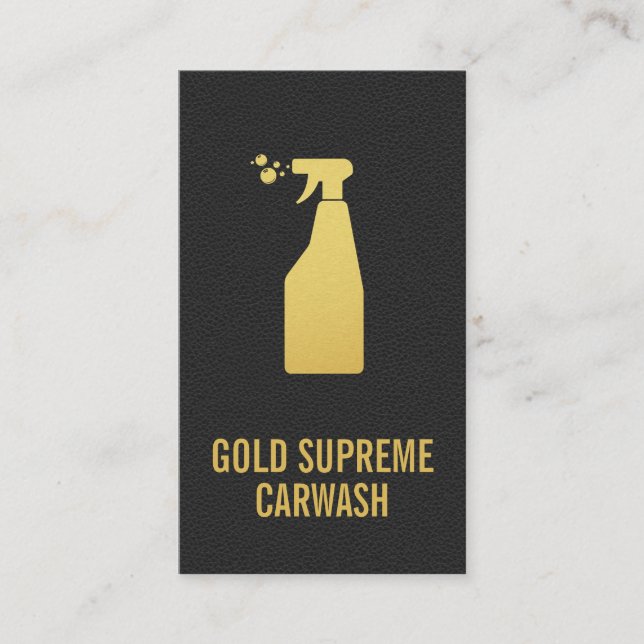 Car Cleaning Service | Leather Background Business Card (Front)