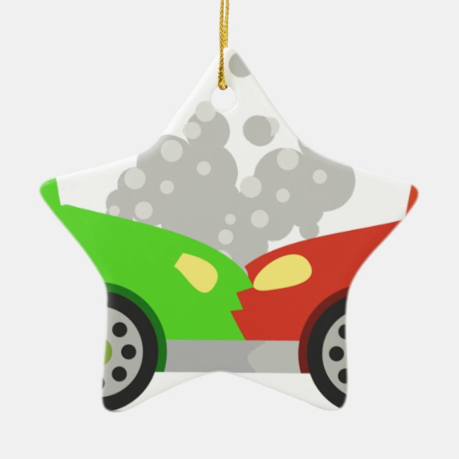 Car Crash Ceramic Tree Decoration (Front)