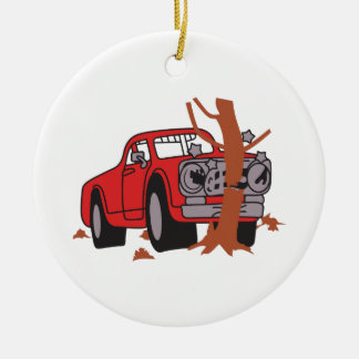 CAR CRASH SCENE CERAMIC TREE DECORATION