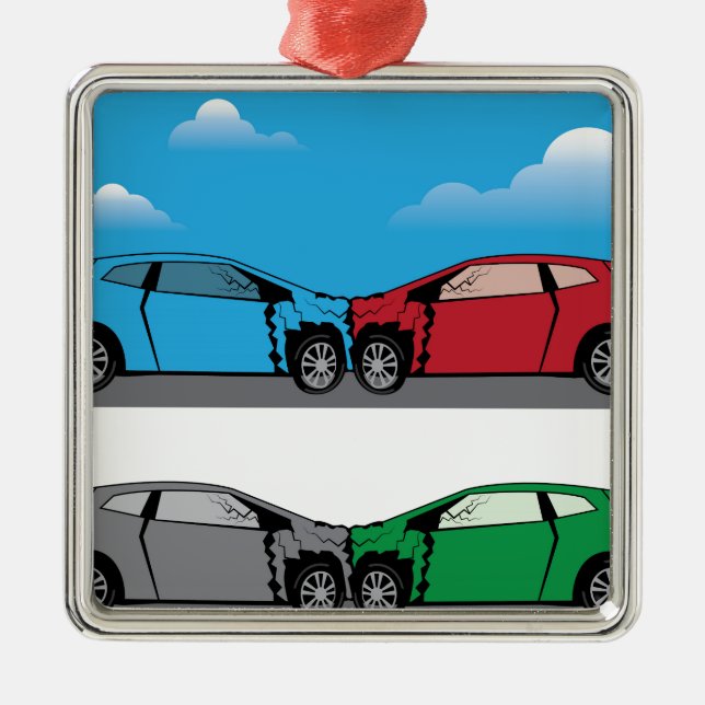 Car Crash vector Metal Tree Decoration (Front)