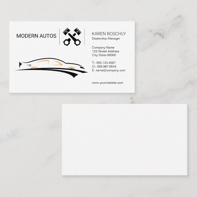 Car Dealership | Auto Maintenance | Car Pistons Business Card (Front/Back)