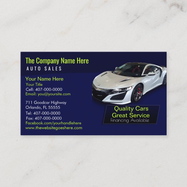 Car Dealership-Auto Sales Associate Business Card (Front)