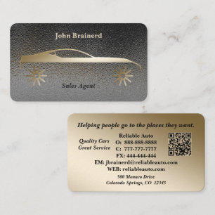 Car Dealership Elegant Gold & Smokey Grey QR Code Business Card