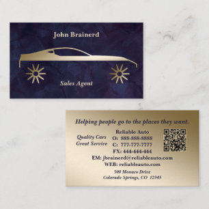 Car Dealership Velvet Royal Plum & Gold QR Code Business Card