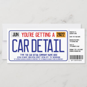 Car Detail License Plate Gift Certificate