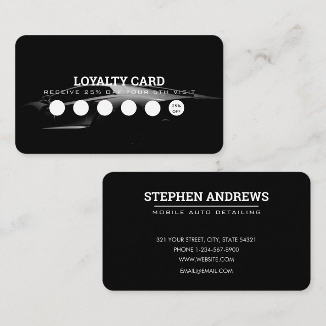 Car Detailing Automotive Clean Repair Loyalty Card (Front/Back)