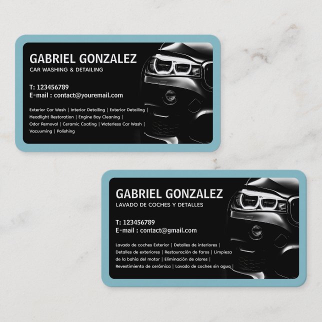 Car Detailing Bilingual Business Card (Front/Back)