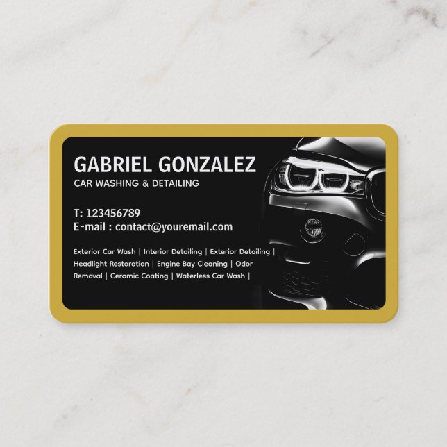 Car Detailing Bilingual Business Card (Front)
