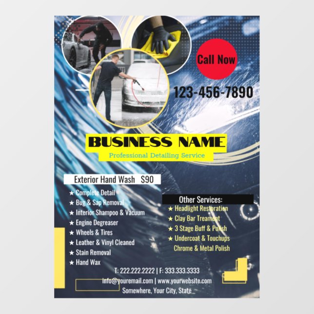Car Detailing Business Window Cling (Sheet)