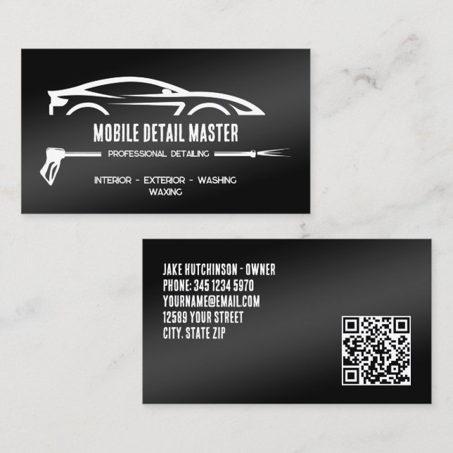 🚿 Car Detailing Custom QR Business Card (Front/Back)