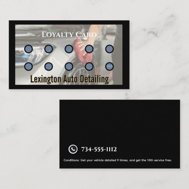 Car Detailing Loyalty Punch Card Auto Service Car (Front/Back)