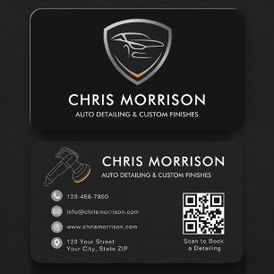 Car Detailing Services QR Code Professional Business Card