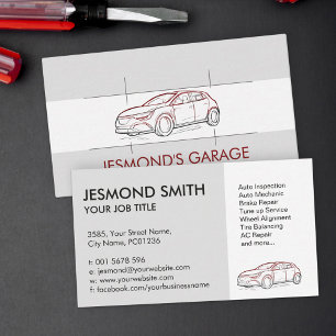Car Drawing - Mechanic Repair Business Card