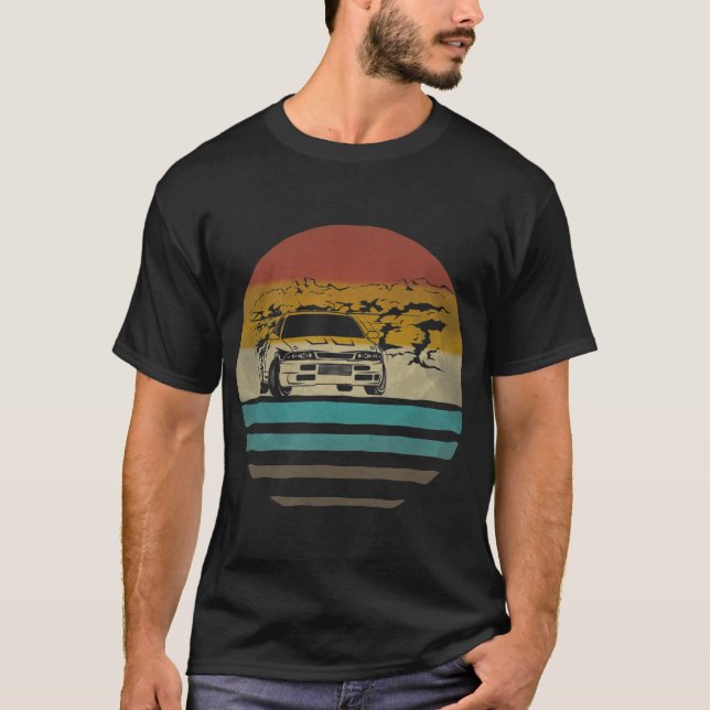 Car Drifting  Retro Vintage Silhouette Gift T-Shirt (Front)