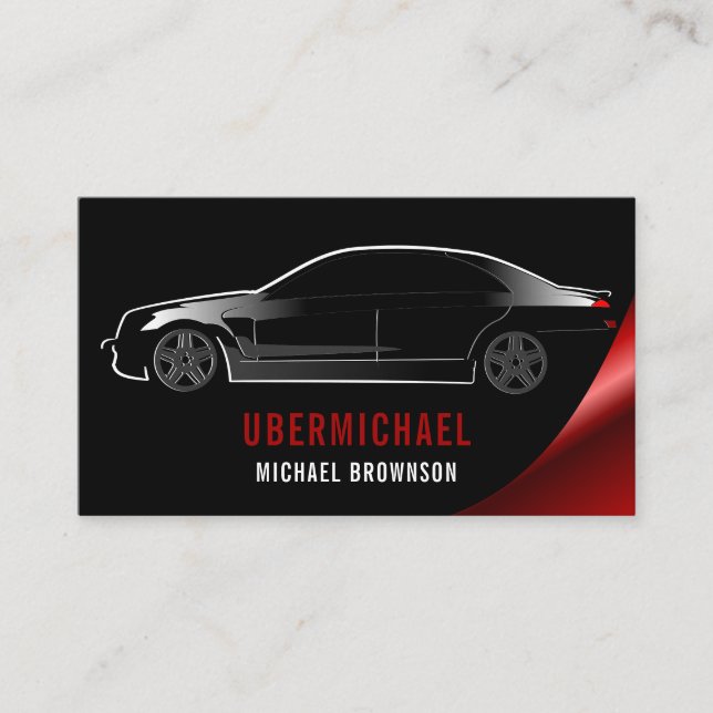 Car Driver Black burgundy Auto Repair Rent Business Card (Front)