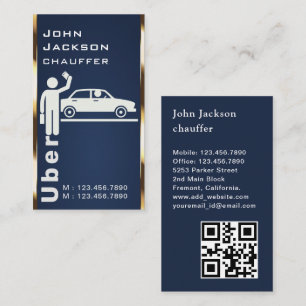 Car Driver Transport Chauffeur Modern Blue QR Code Business Card