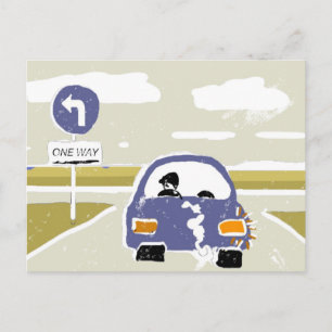 Car driving postcard