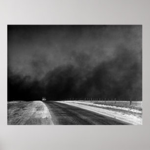 Car Driving The Texas Panhandle in the Dust Bowl Poster
